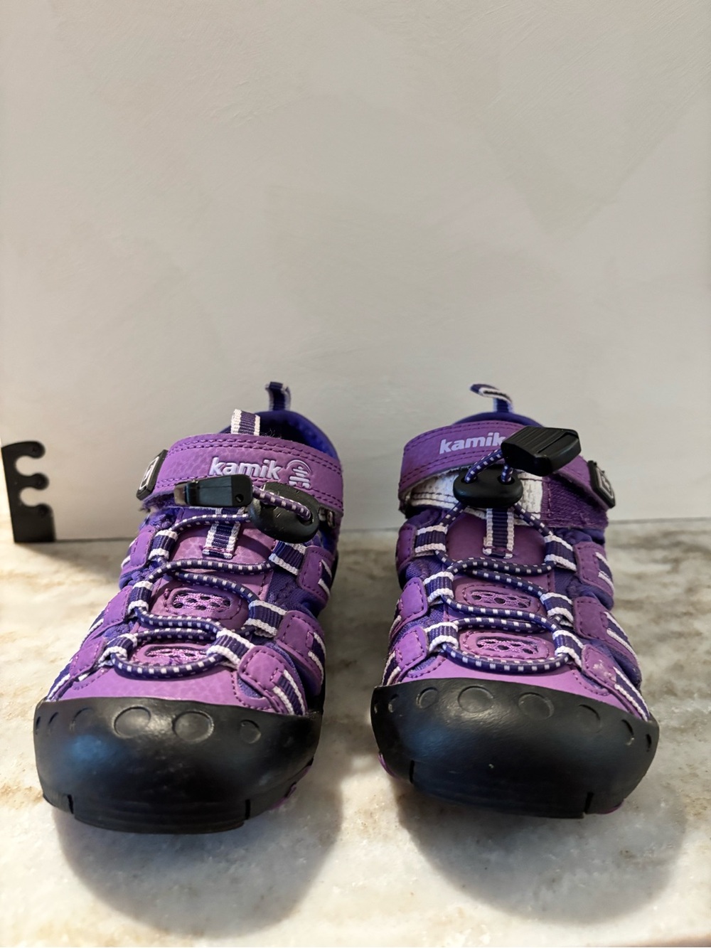 Kamik Girls Purple Closed-Toe Sport Sandals with Black Toe Cap